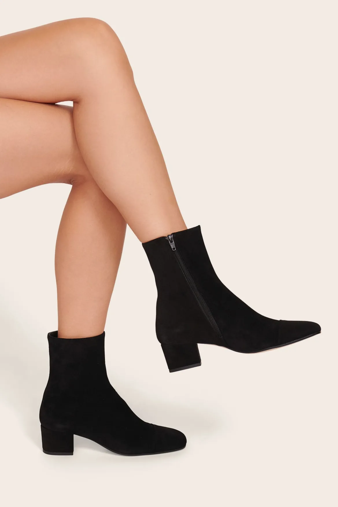STAUD AIMEE SHORT BOOT BLACK SUEDE