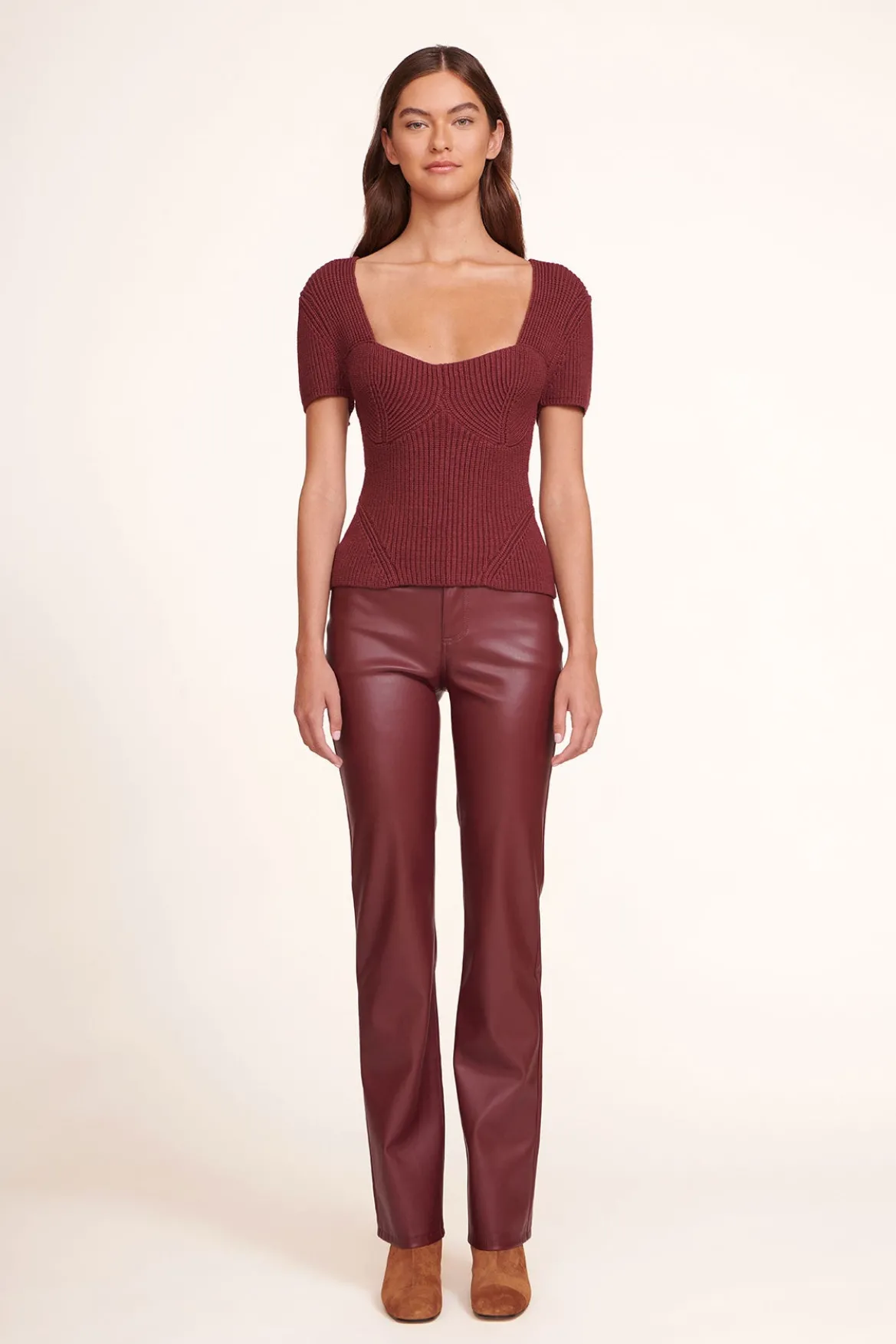 STAUD AIMEE SHORT BOOT TAN SUEDE