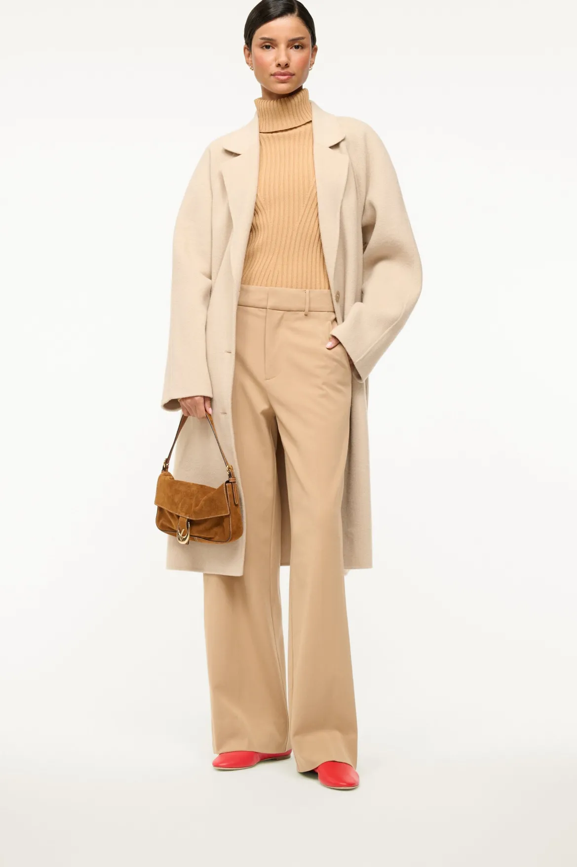 STAUD ALBA BALLET FLAT RED ROSE