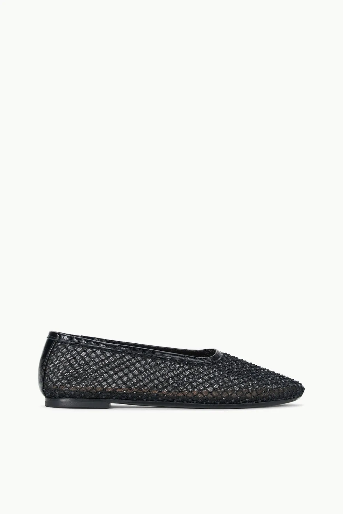 STAUD ALBA BALLET FLAT BLACK CRYSTAL MESH