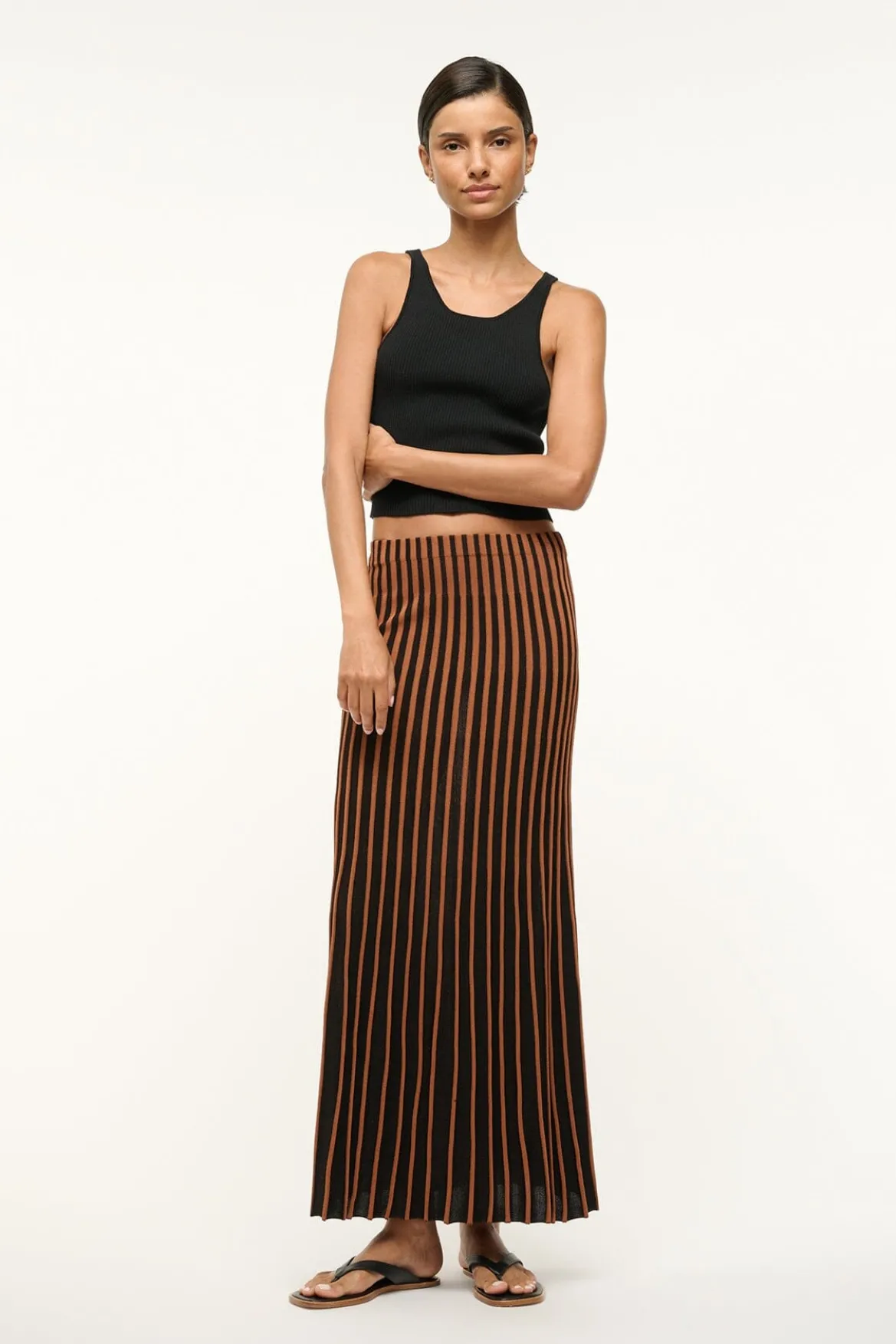 STAUD ALEIDA SKIRT TAN BLACK