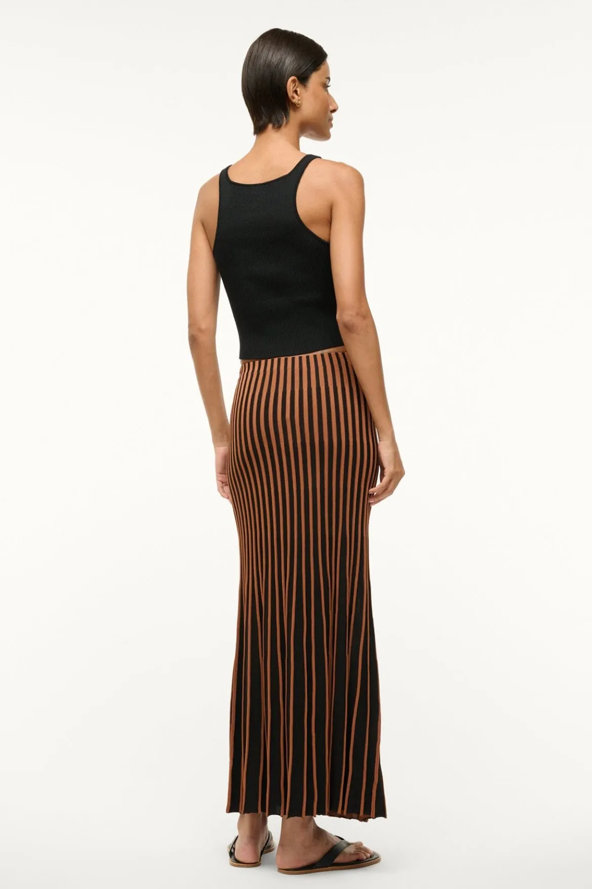 STAUD ALEIDA SKIRT TAN BLACK