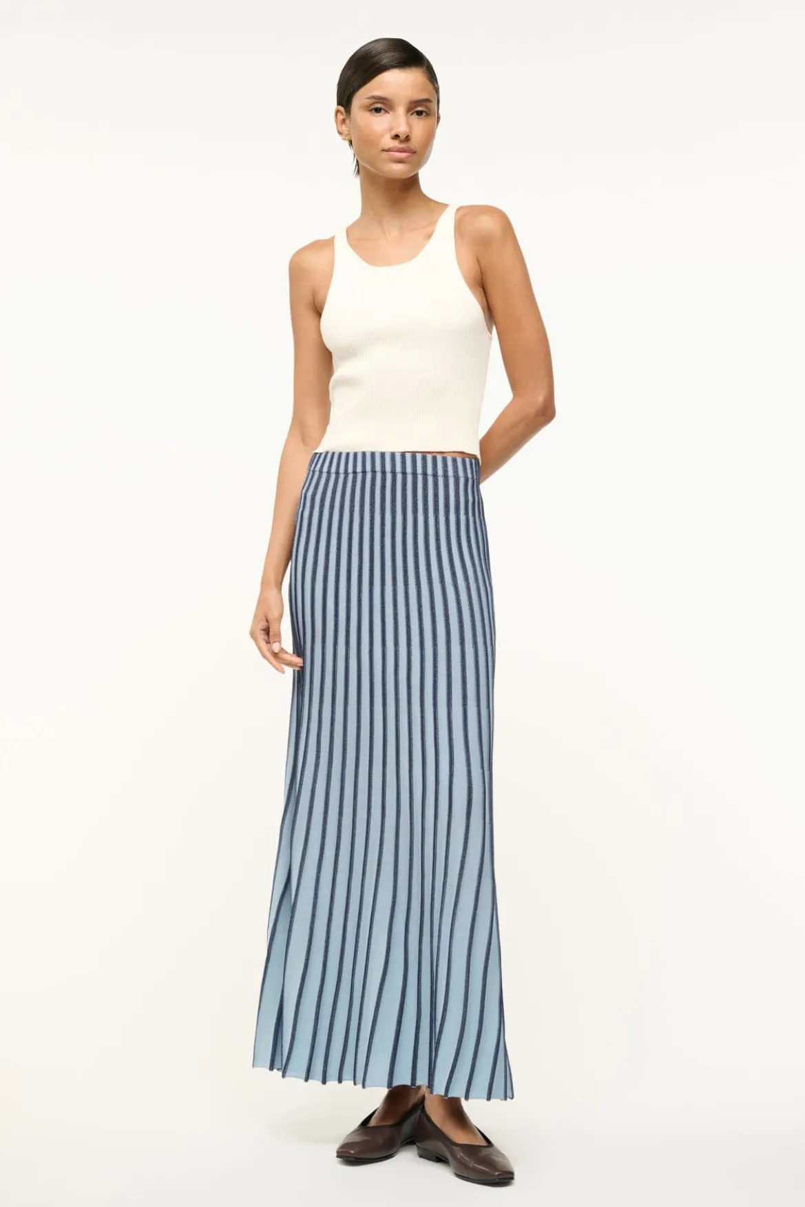 STAUD ALEIDA SKIRT NAVY CLEAR BLUE