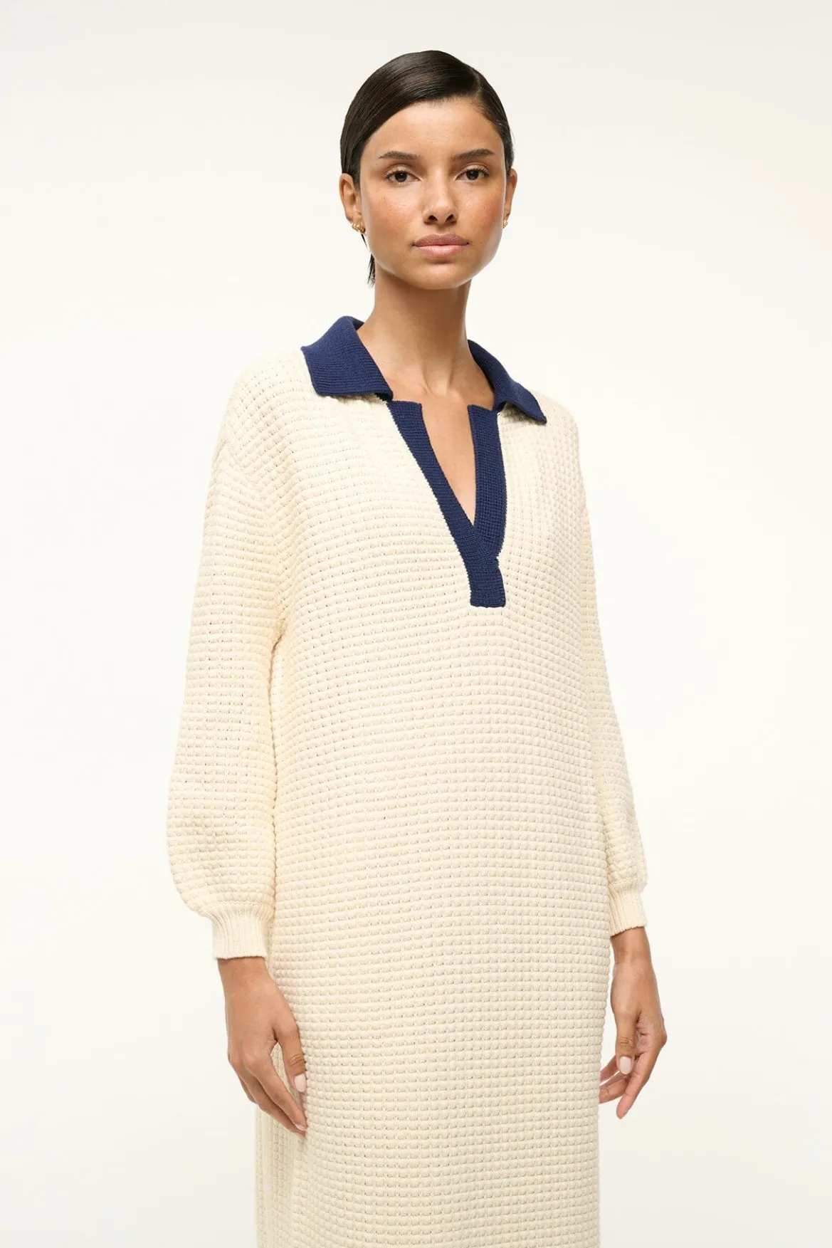 STAUD ALTEA DRESS IVORY NAVY