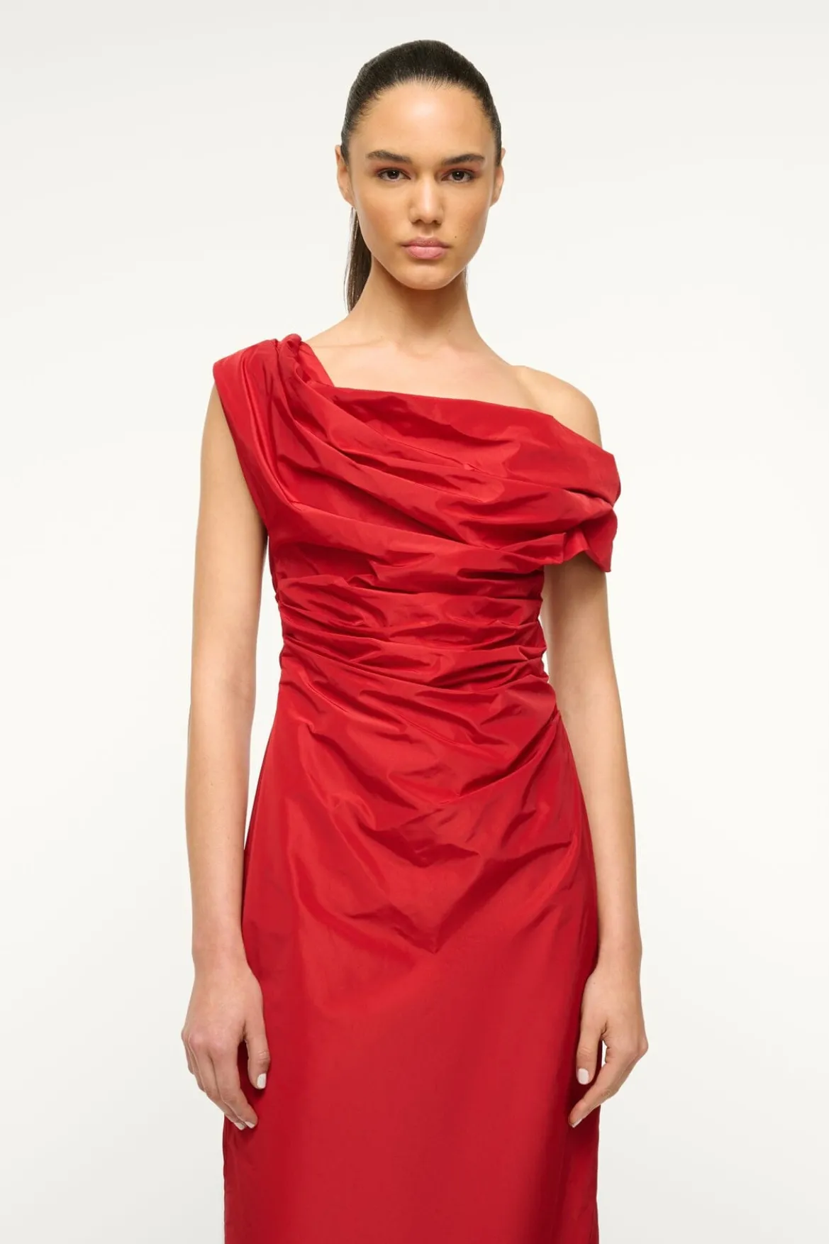 STAUD ANDREA DRESS ROUGE