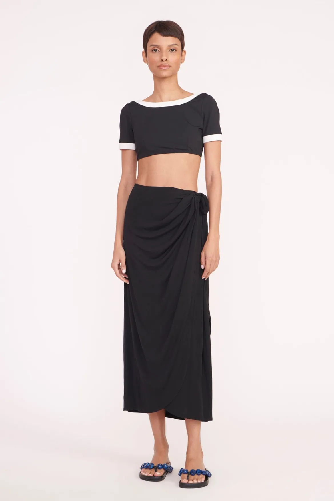 STAUD ANGELICA WRAP SKIRT BLACK