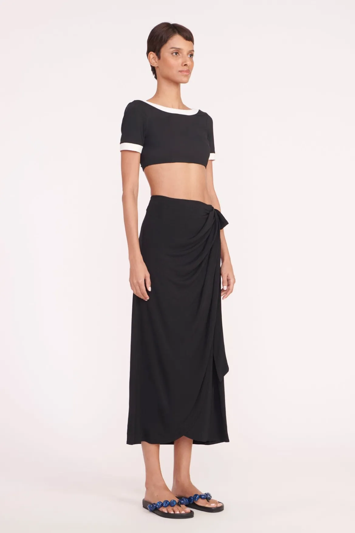 STAUD ANGELICA WRAP SKIRT BLACK