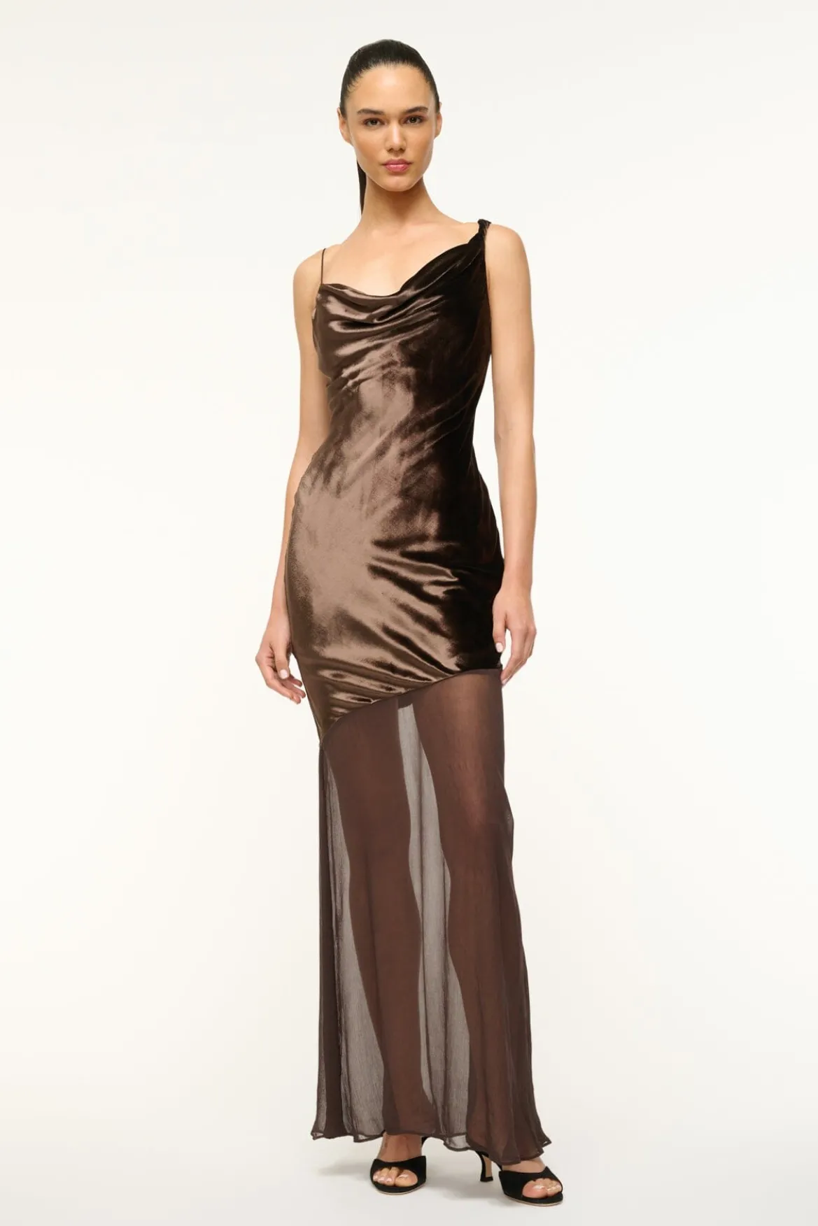 STAUD BEATON DRESS DARK CHOCOLATE