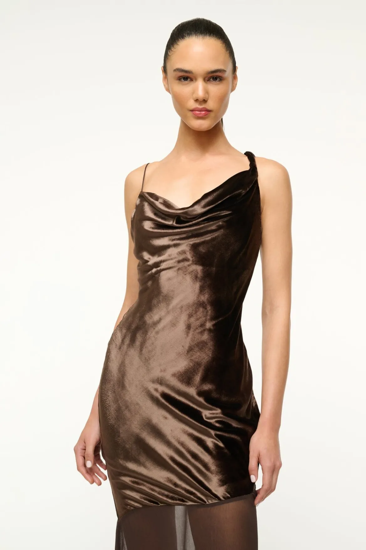 STAUD BEATON DRESS DARK CHOCOLATE