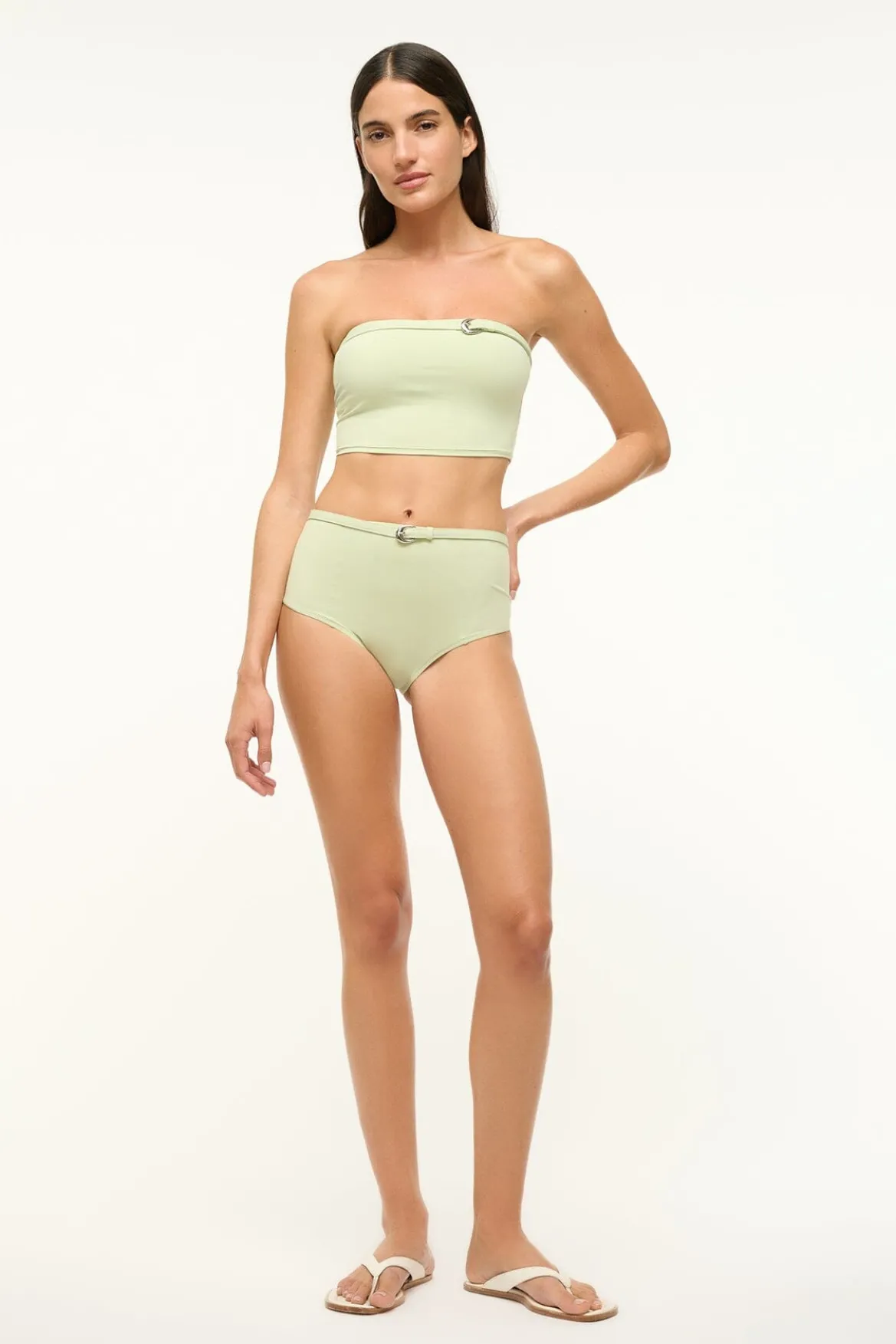STAUD BELTED WAILEA BIKINI BOTTOM PALE JADE