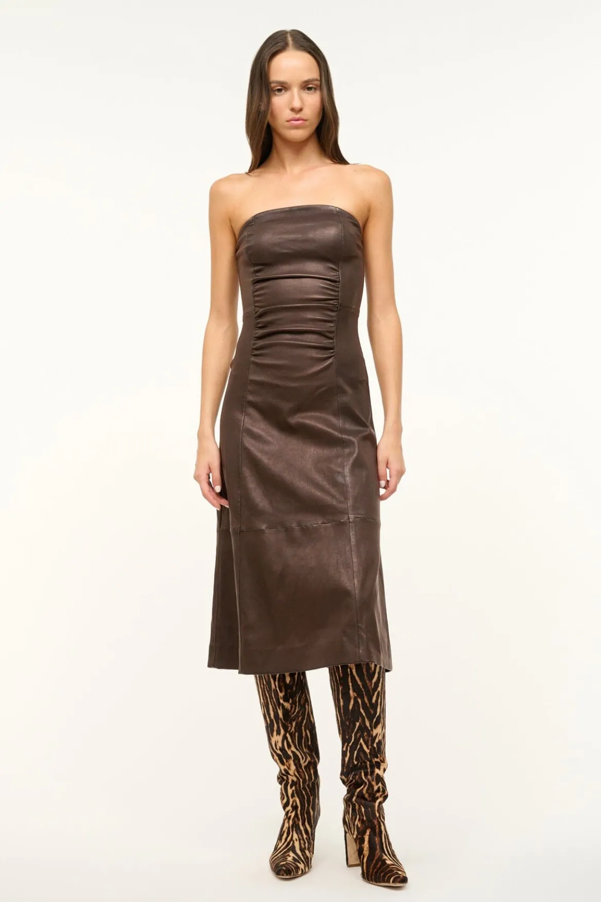 STAUD BOWERY DRESS TIRAMISU