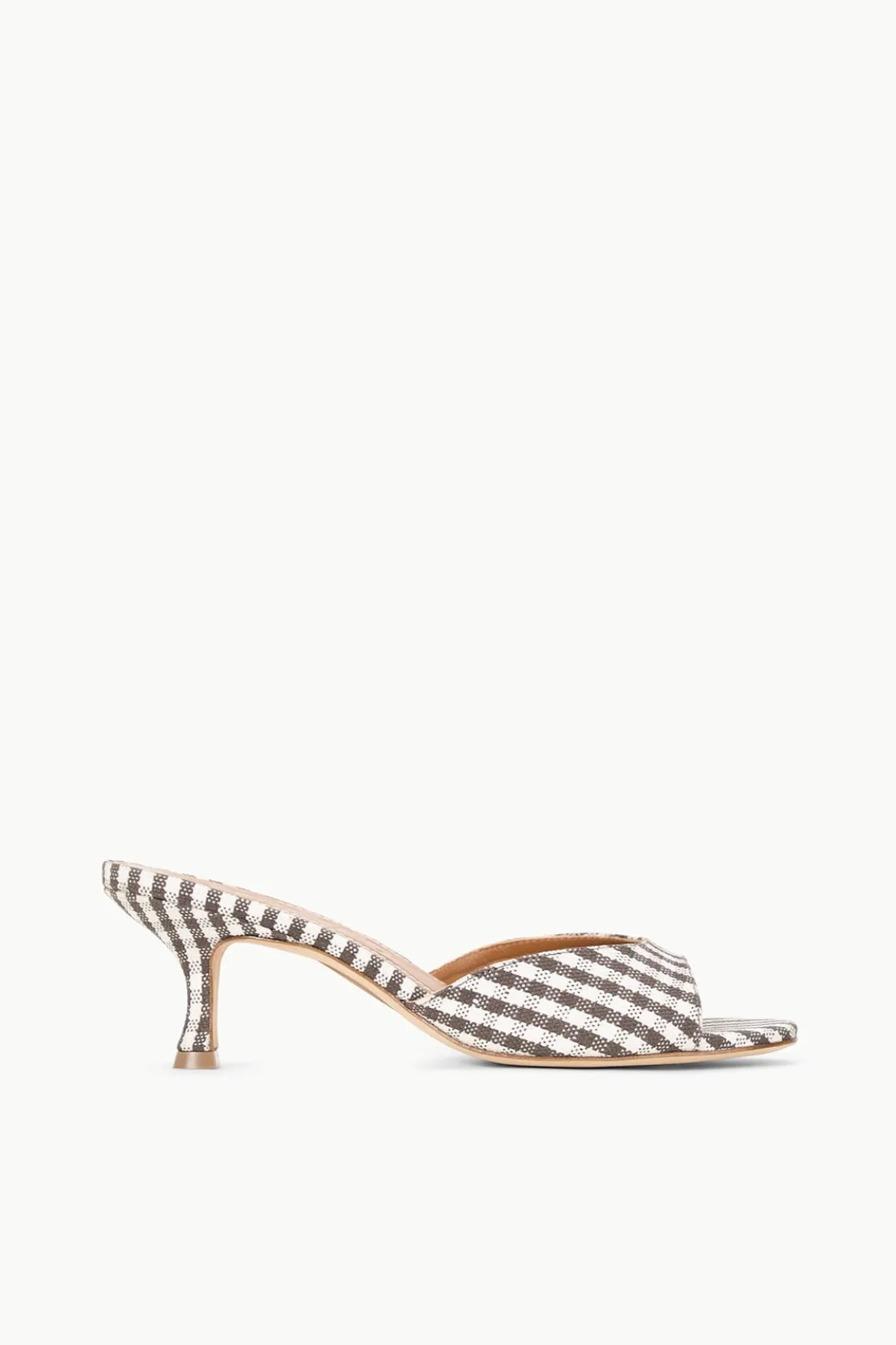 STAUD BRIGITTE MULE DARK CHOCOLATE MICRO CHECK