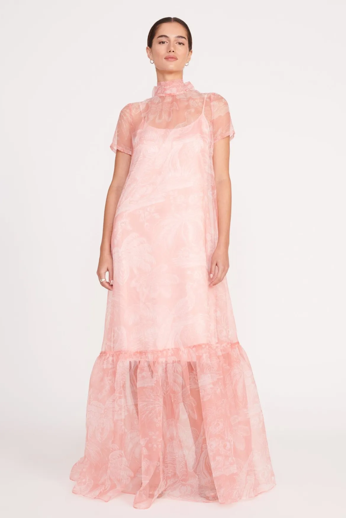 STAUD CALLUNA DRESS CHERRY BLOSSOM IVORY TOILE