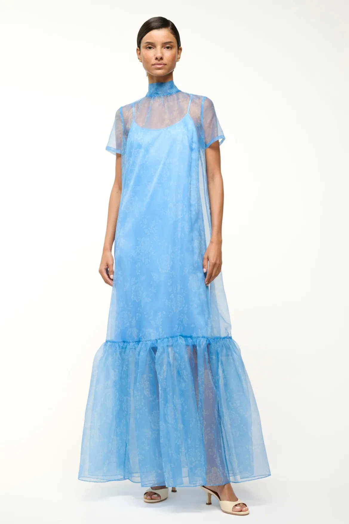 STAUD CALLUNA DRESS BLUE ROSE