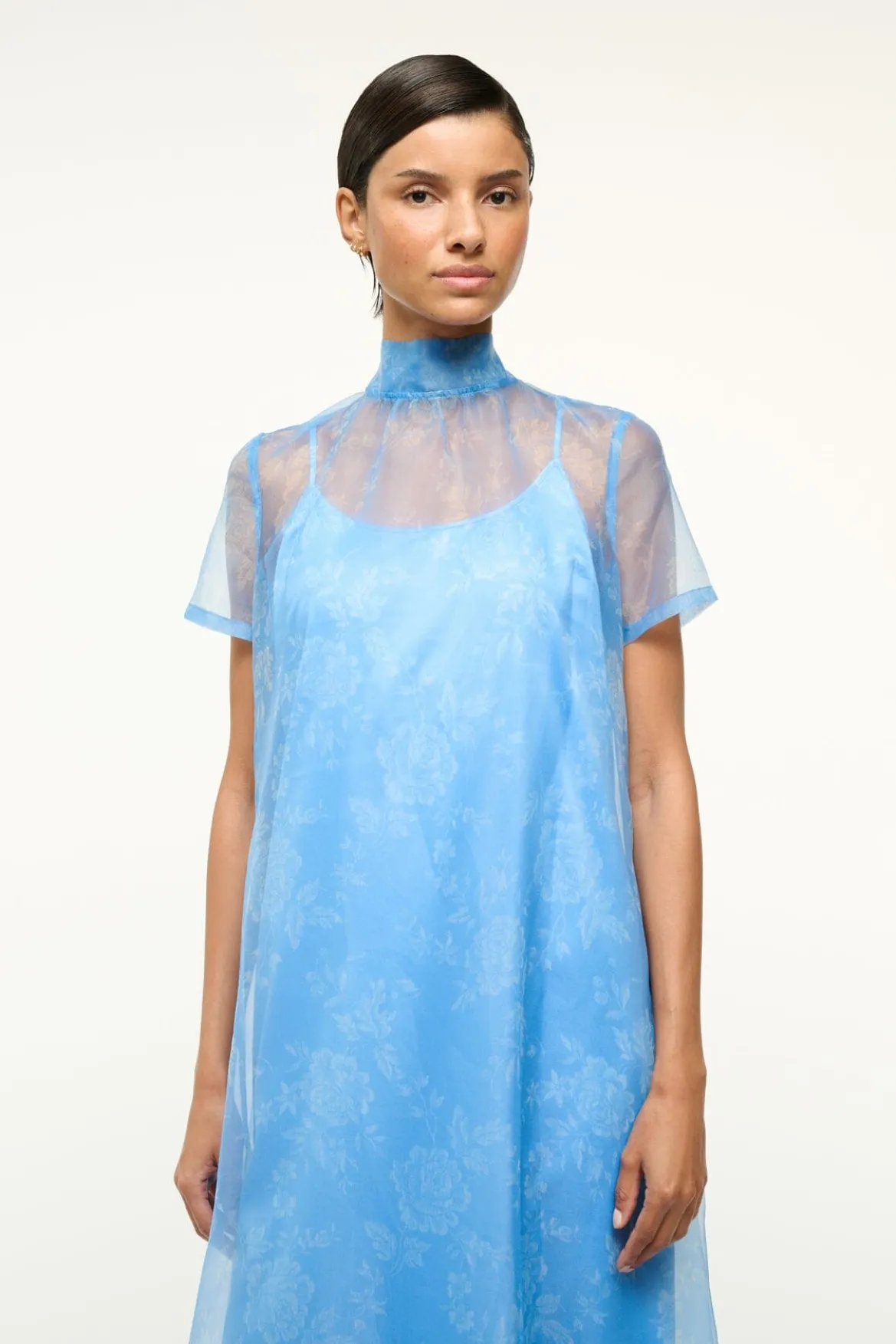 STAUD CALLUNA DRESS BLUE ROSE