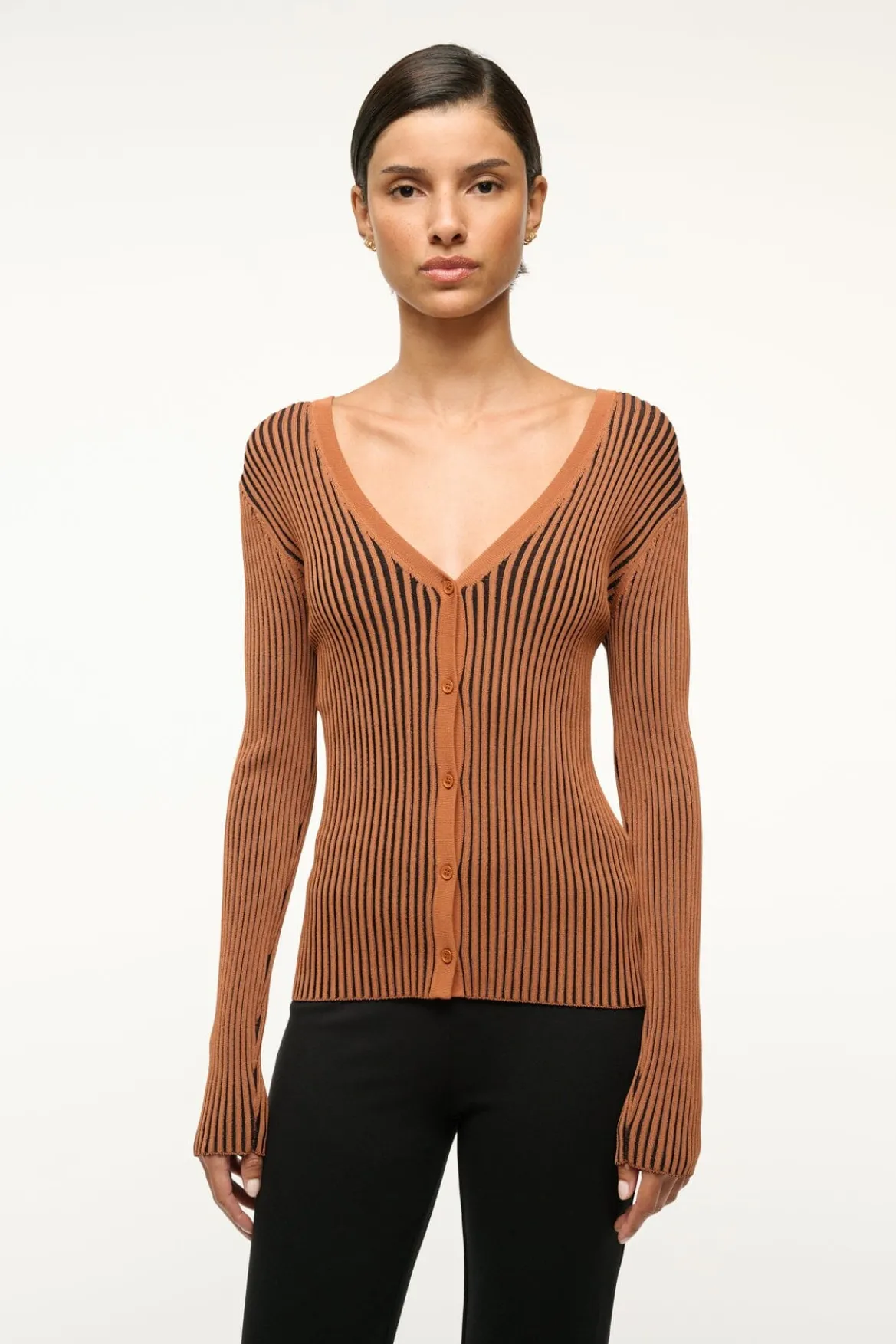 STAUD CARGO SWEATER BLACK TAN