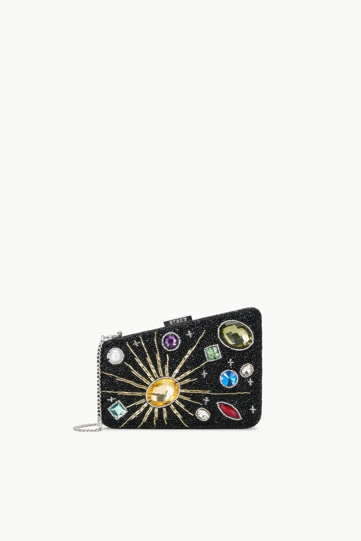 STAUD CARMELLA BEADED CLUTCH BLACK CELESTIAL