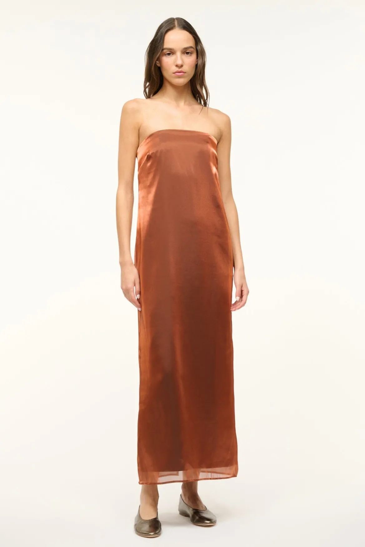STAUD CASEY DRESS IRIDESCENT CACAO