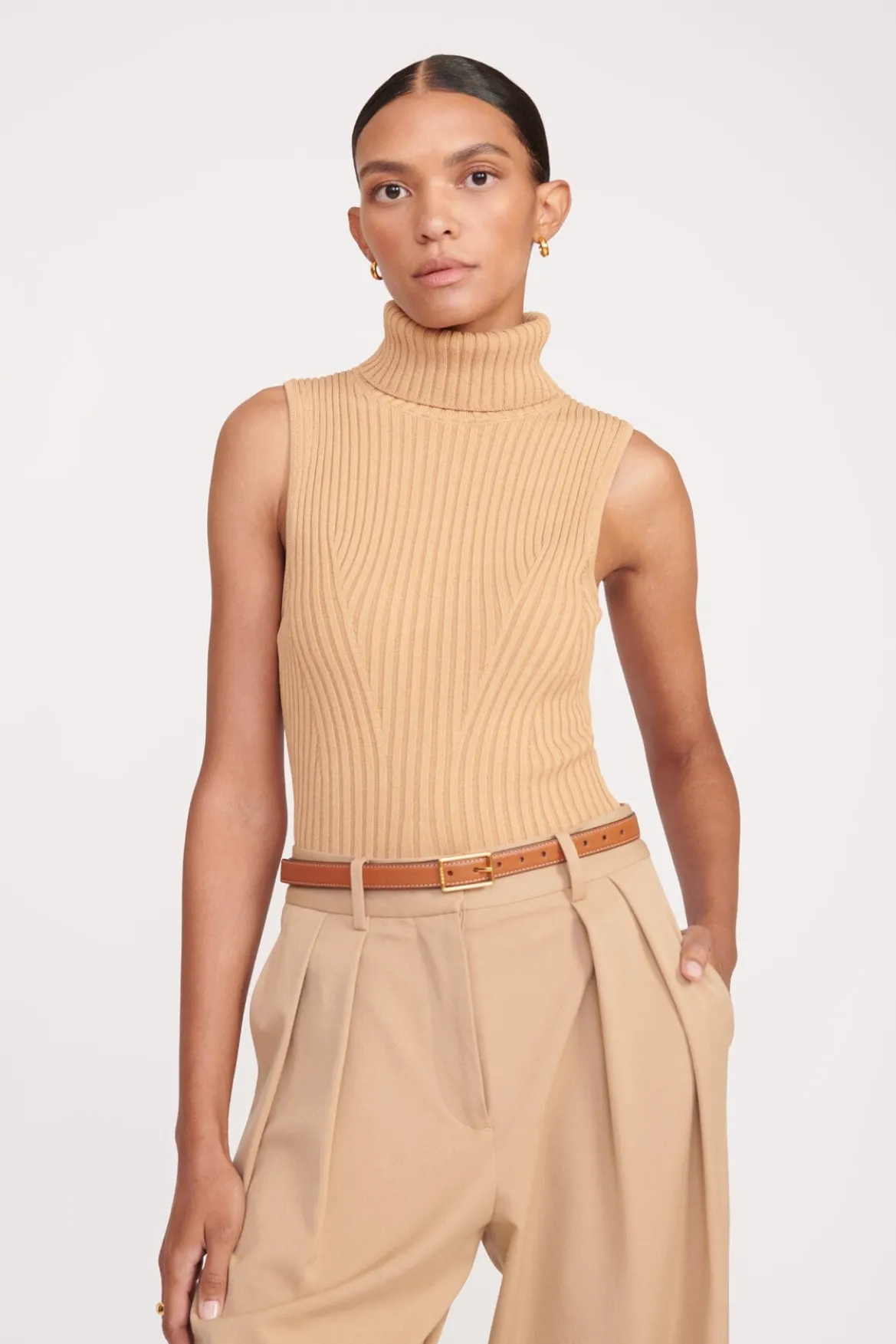 STAUD CLASSIC WIDE BELT TAN