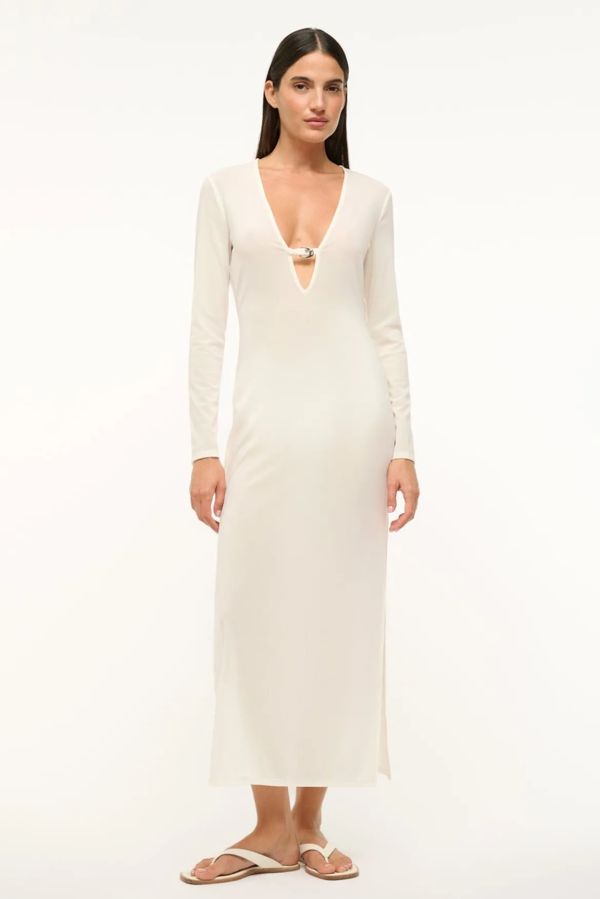 STAUD CLEO DRESS WHITE