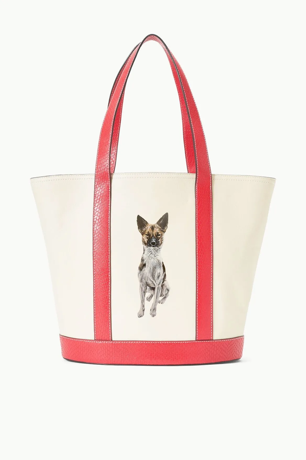 STAUD CUSTOM ALLORA TOTE CREAM RED ROSE