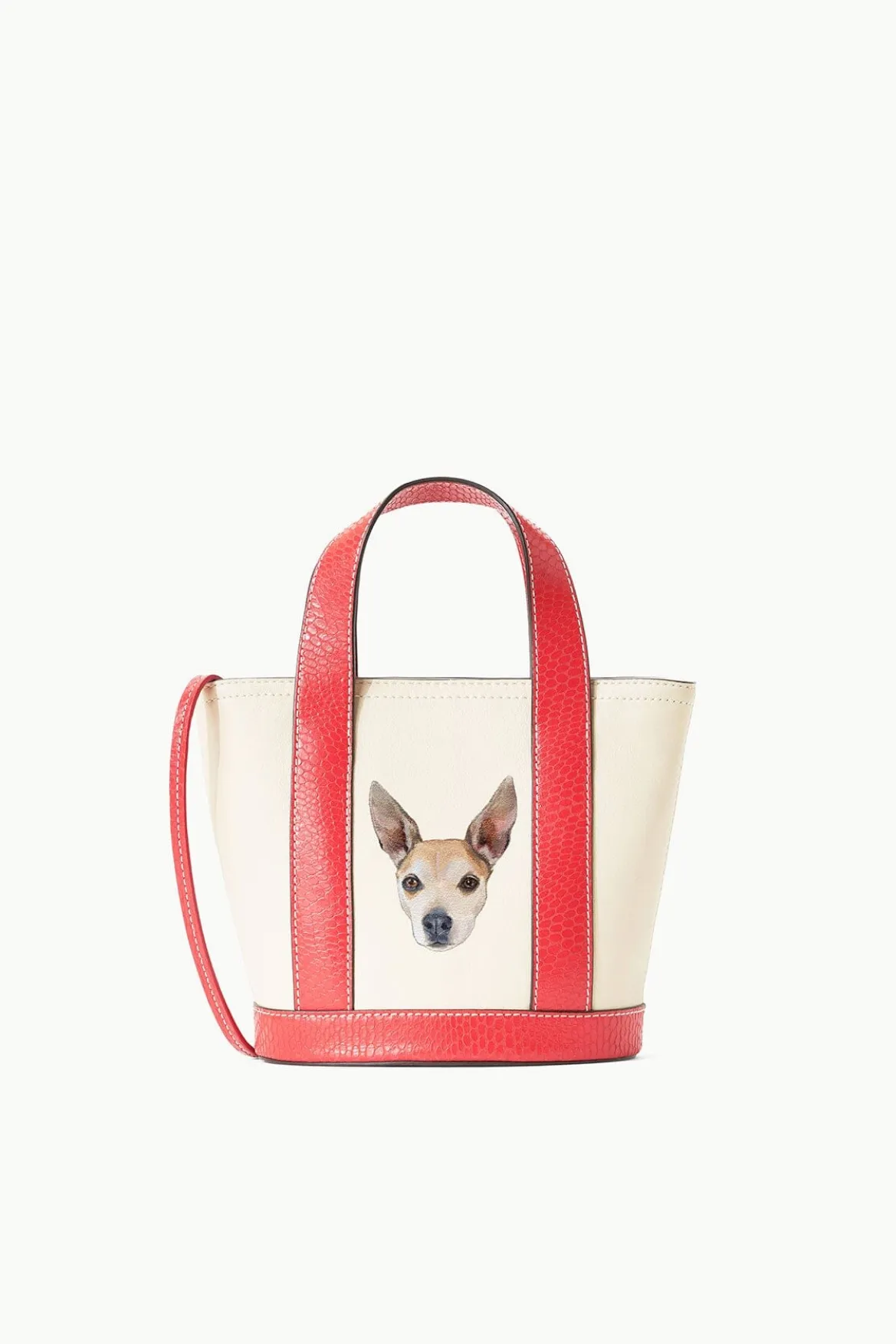 STAUD CUSTOM ALLORA MINI TOTE CREAM RED ROSE