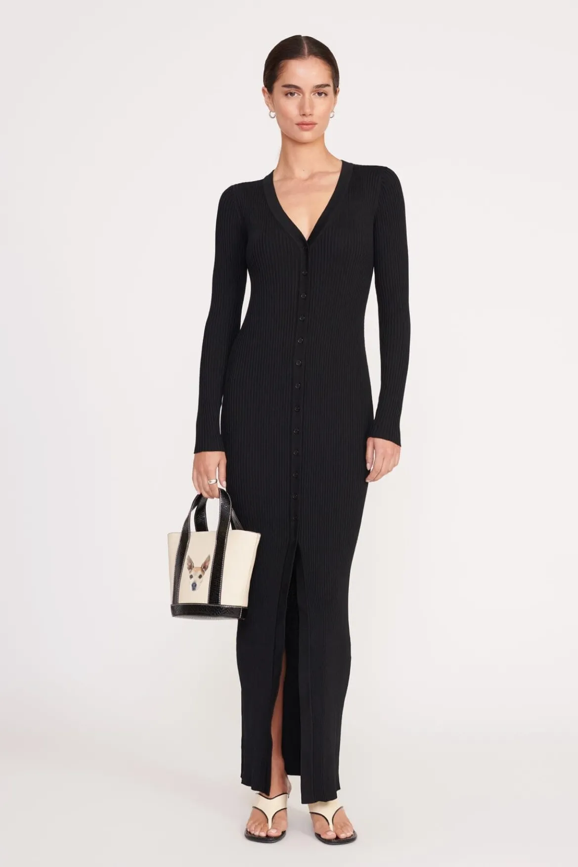 STAUD CUSTOM ALLORA MINI TOTE CREAM BLACK