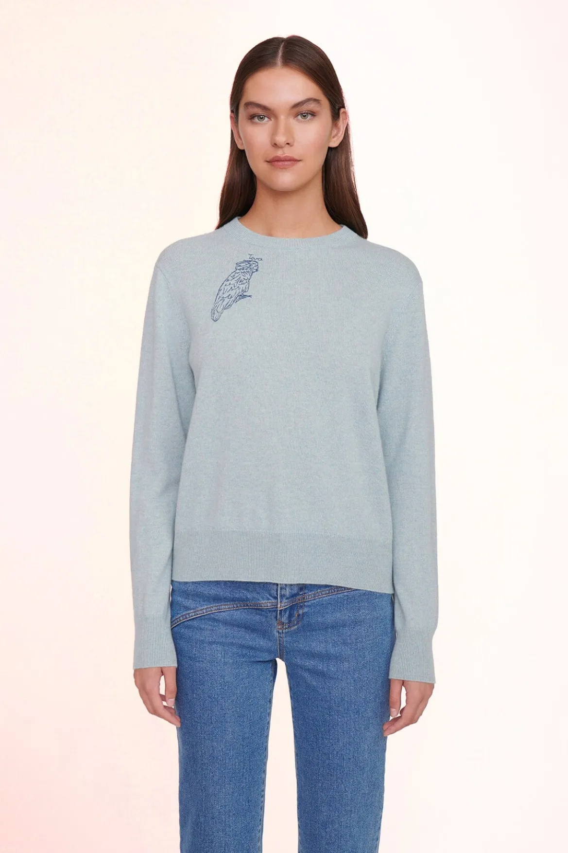 STAUD CUSTOM CASHMERE CREWNECK SWEATER | LIGHT BLUE