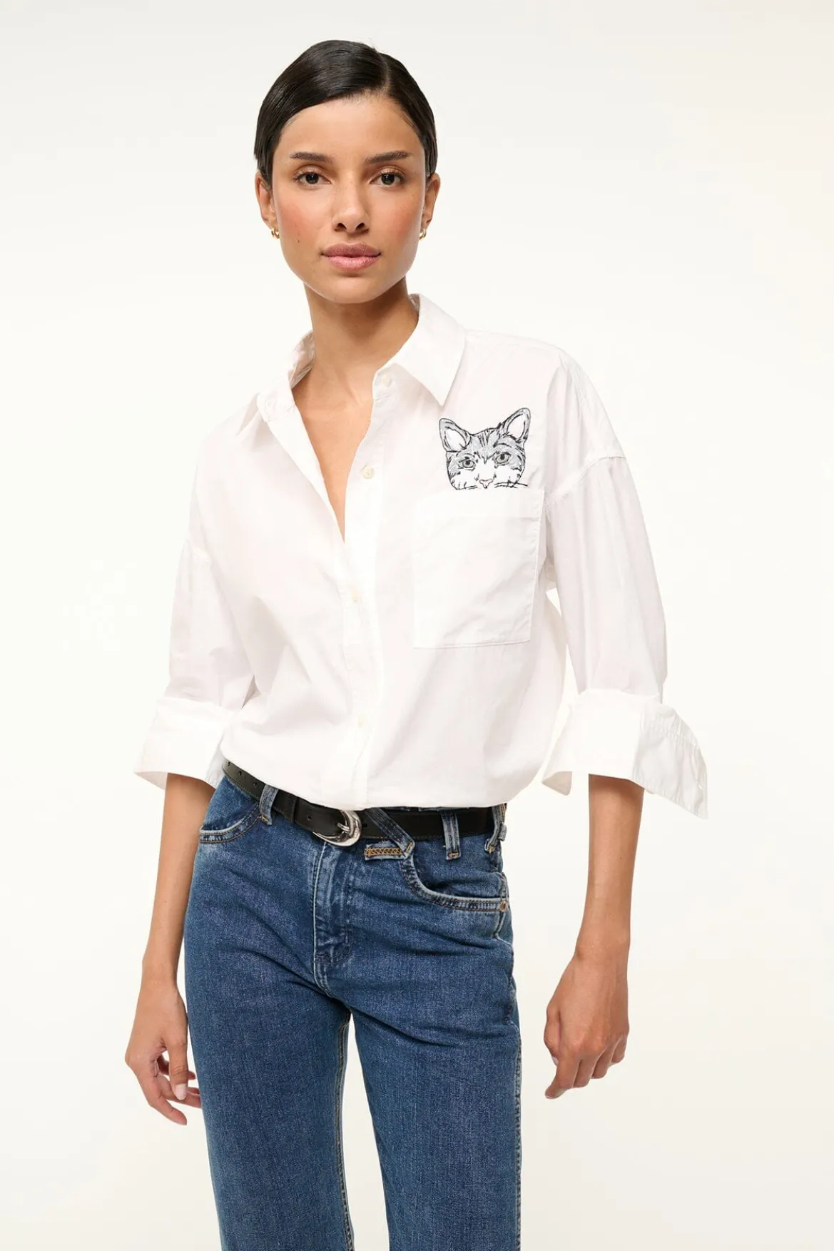 STAUD CUSTOM CLASSIC OVERSIZED SHIRT | WHITE