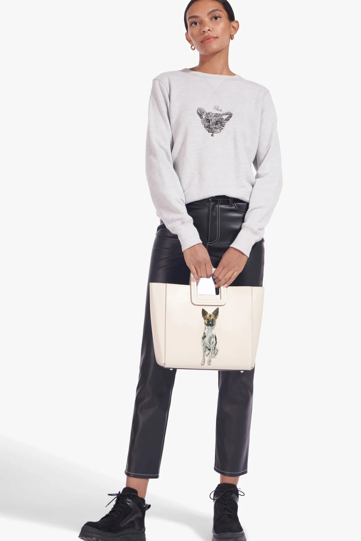 STAUD CUSTOM SHIRLEY LEATHER BAG | CREAM