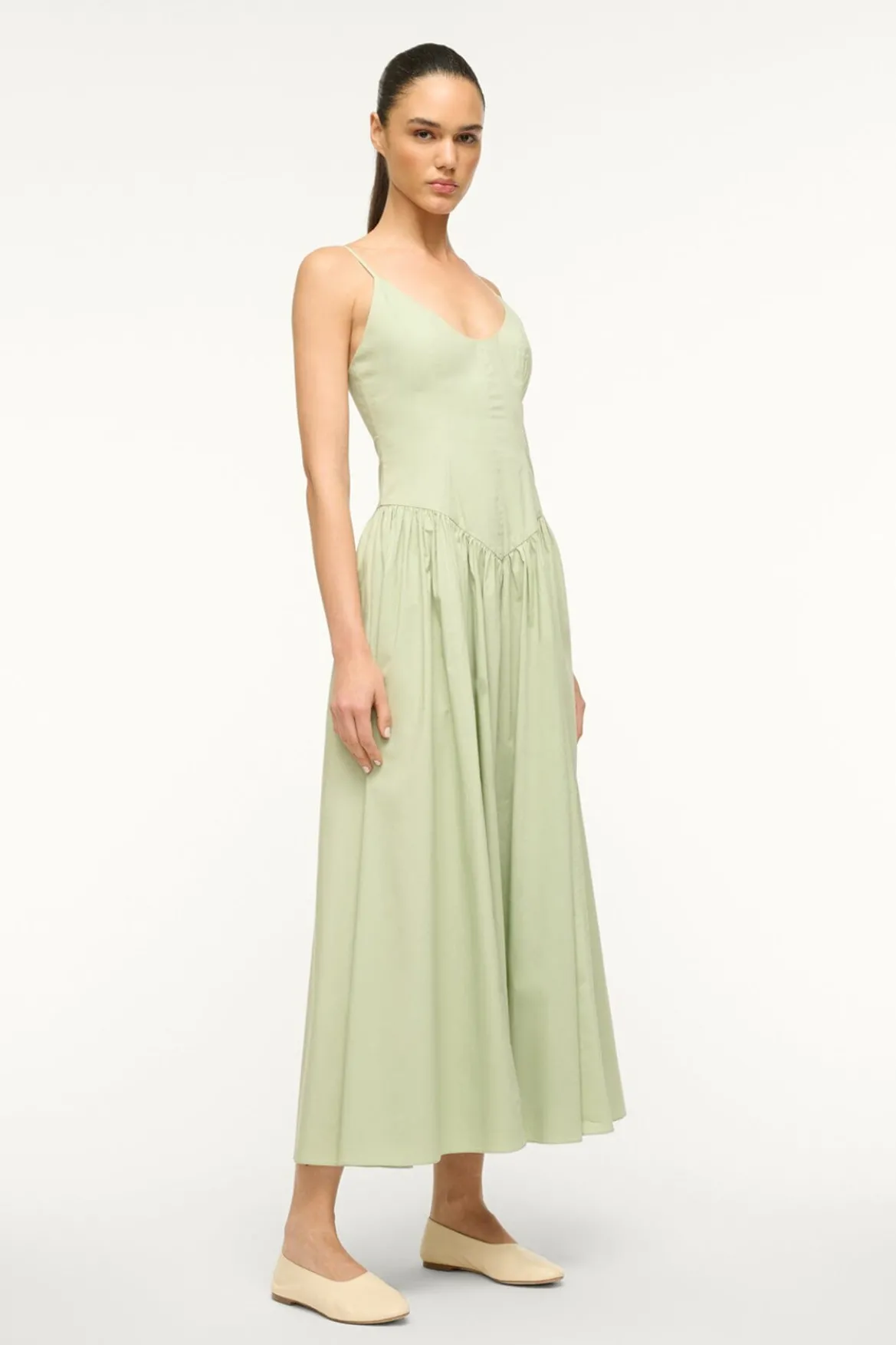 STAUD DENA DRESS PALE JADE