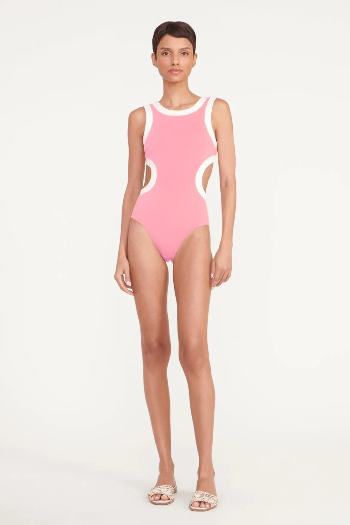 STAUD DOLCE ONE PIECE CORAL PINK WHITE