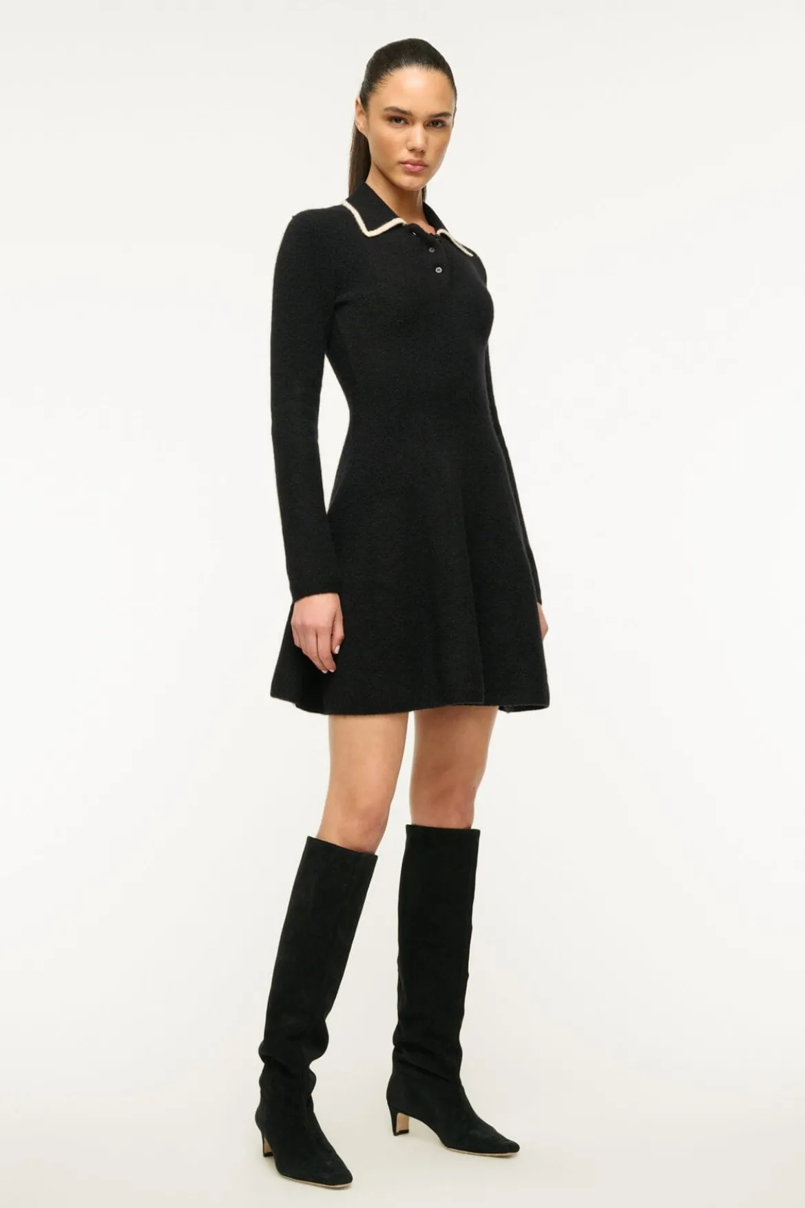 STAUD DUJOUR DRESS BLACK IVORY