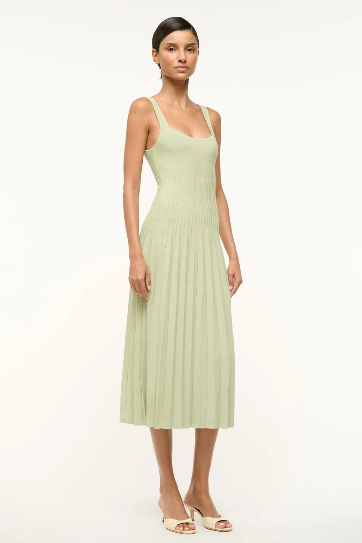 STAUD ELLISON DRESS PALE JADE