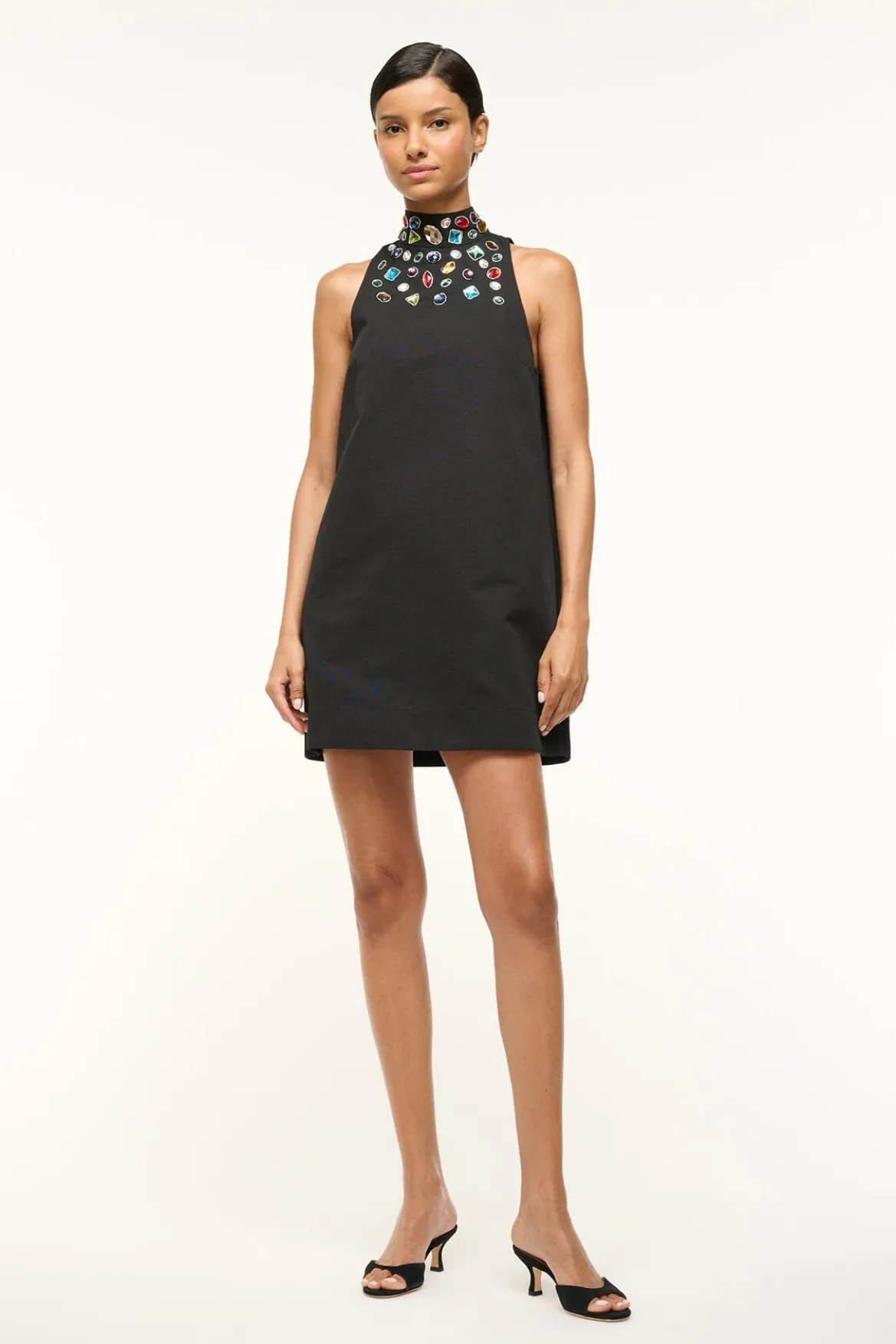 STAUD FINN DRESS BLACK CELESTIAL