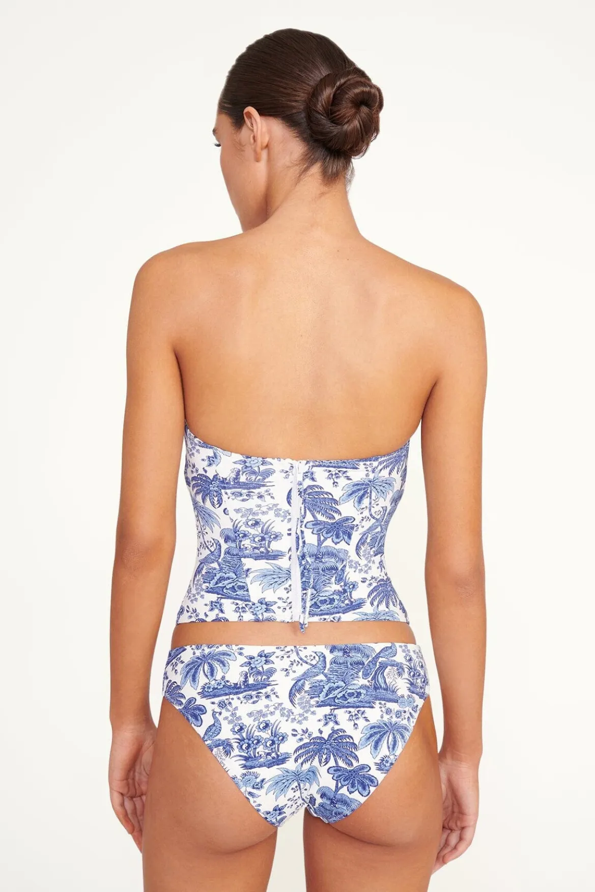 STAUD FRANCESCA BIKINI TOP BLUE TOILE