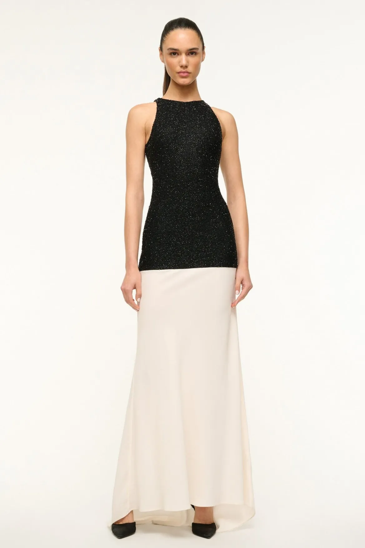 STAUD GABRIELLE DRESS BLACK IVORY