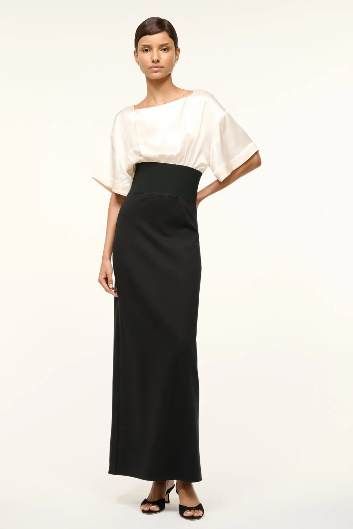 STAUD GARNET DRESS IVORY BLACK