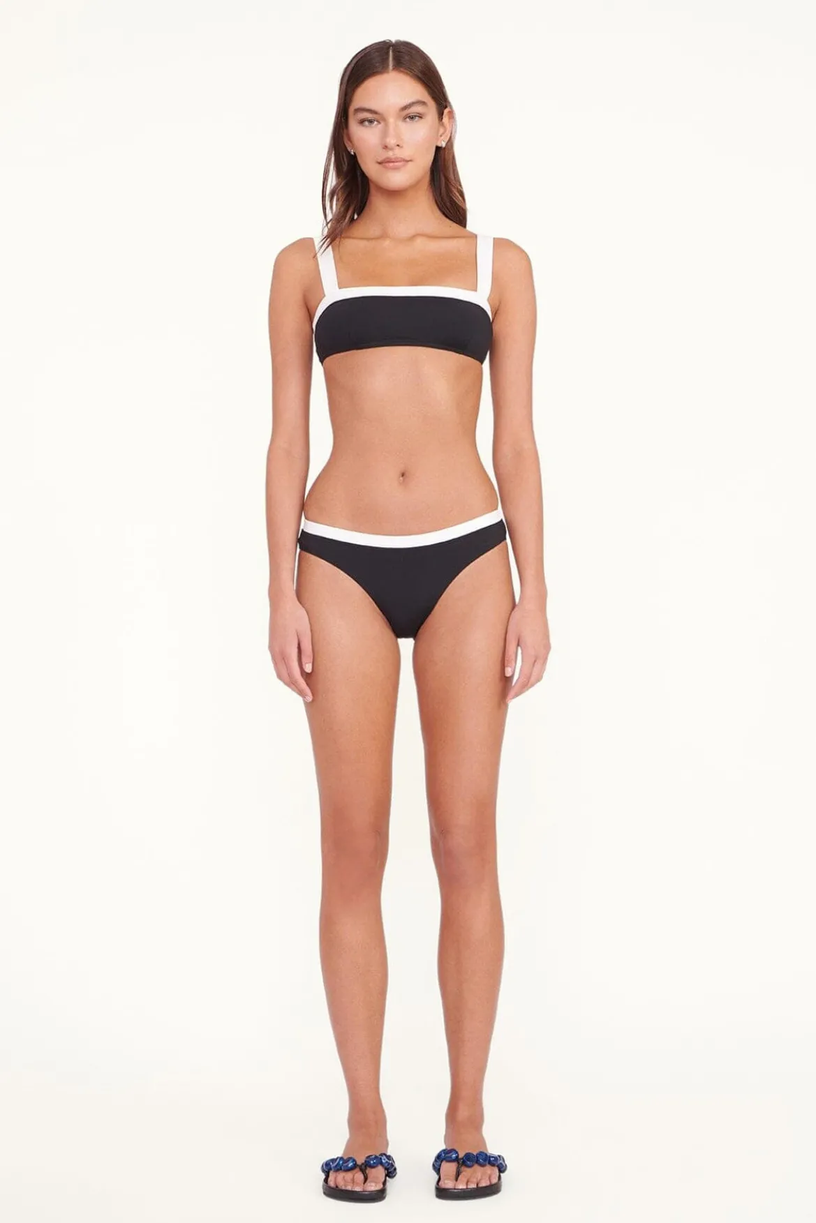 STAUD GEMMA BIKINI BOTTOM BLACK WHITE