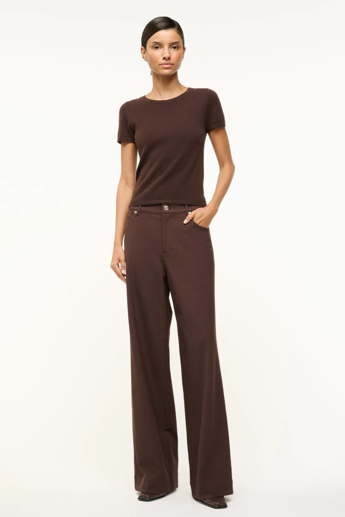 STAUD GRAYSON PANT DARK CHOCOLATE