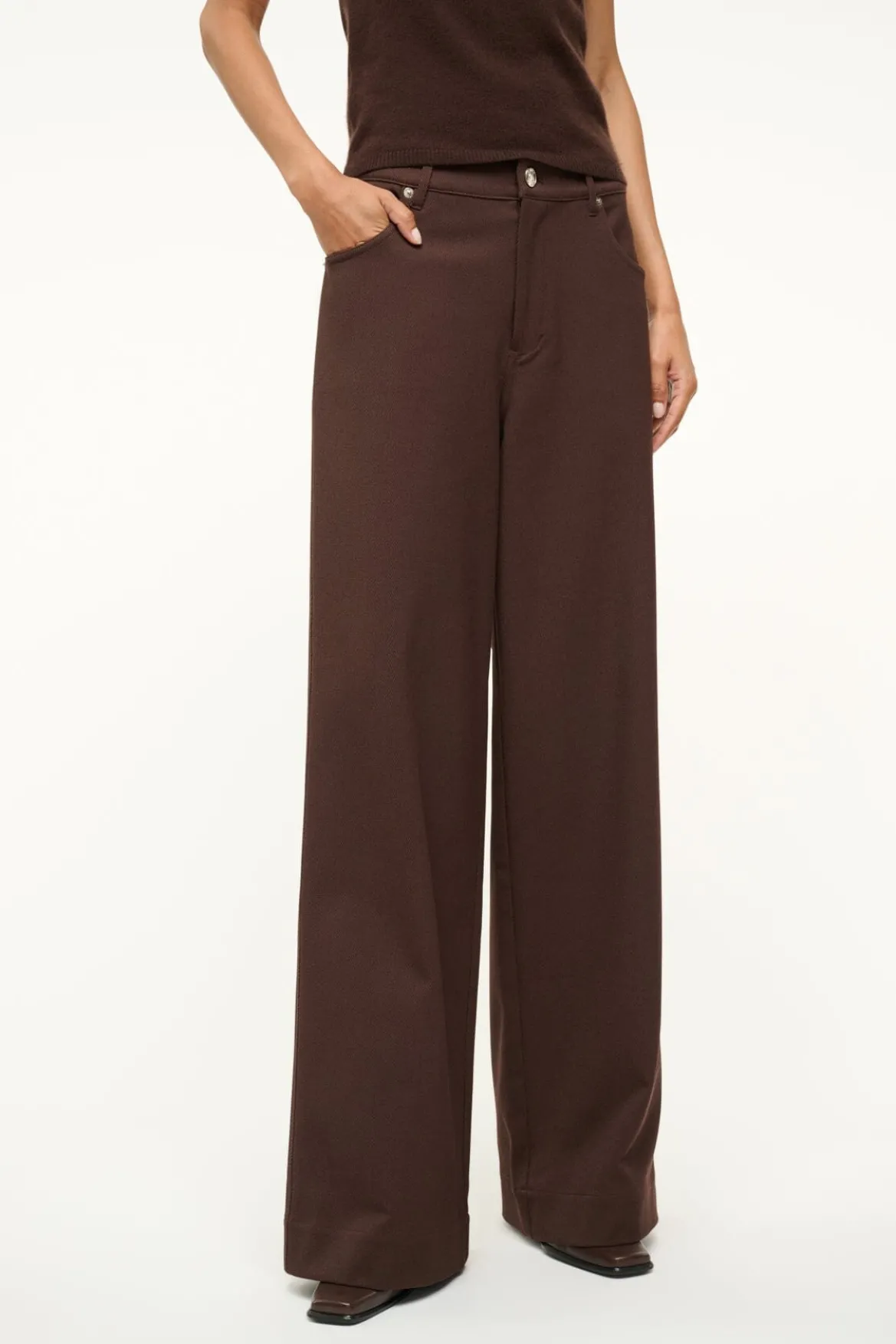 STAUD GRAYSON PANT DARK CHOCOLATE