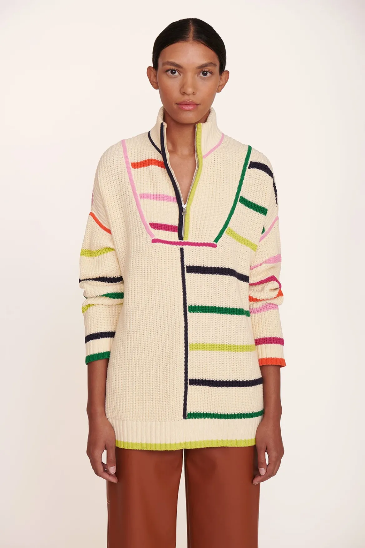STAUD HAMPTON SWEATER CREME RAINBOW MULTI