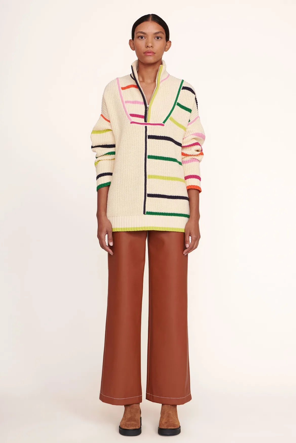 STAUD HAMPTON SWEATER CREME RAINBOW MULTI