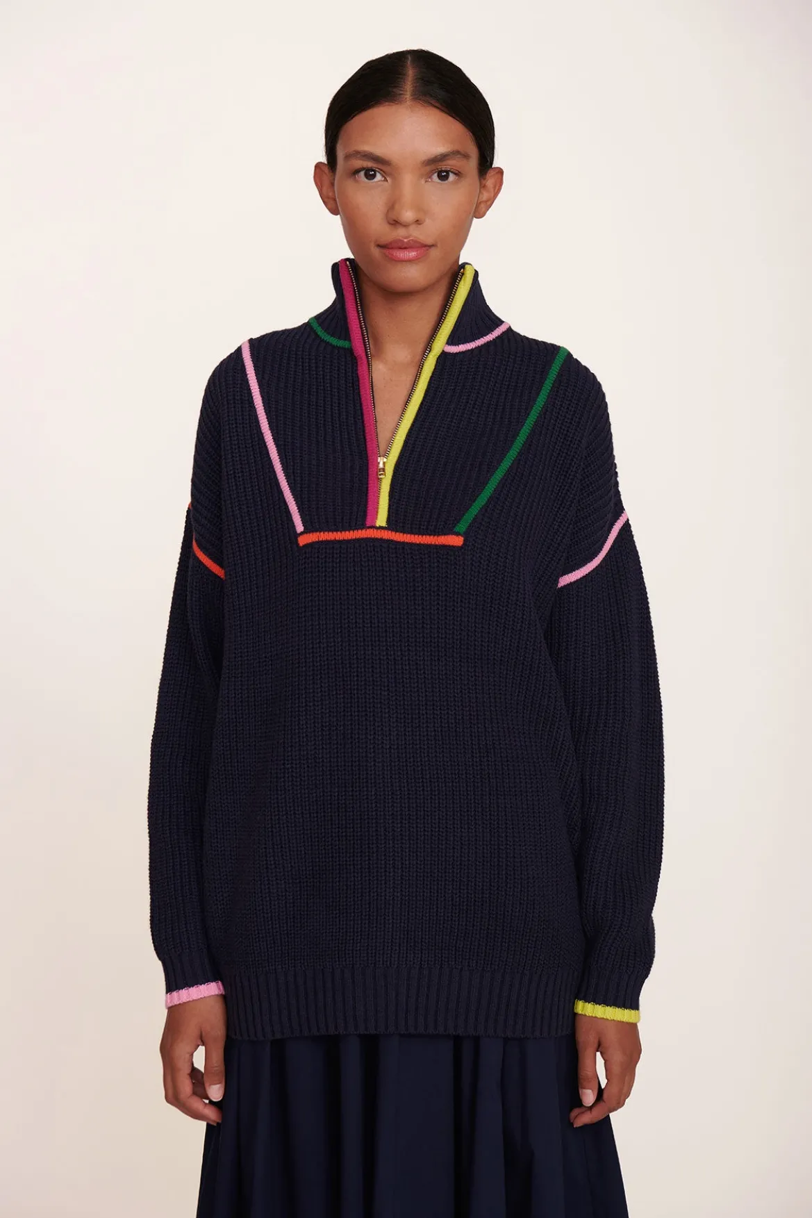 STAUD HAMPTON SWEATER NAVY MULTI