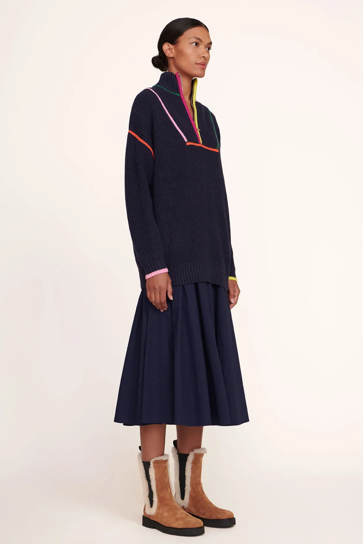 STAUD HAMPTON SWEATER NAVY MULTI