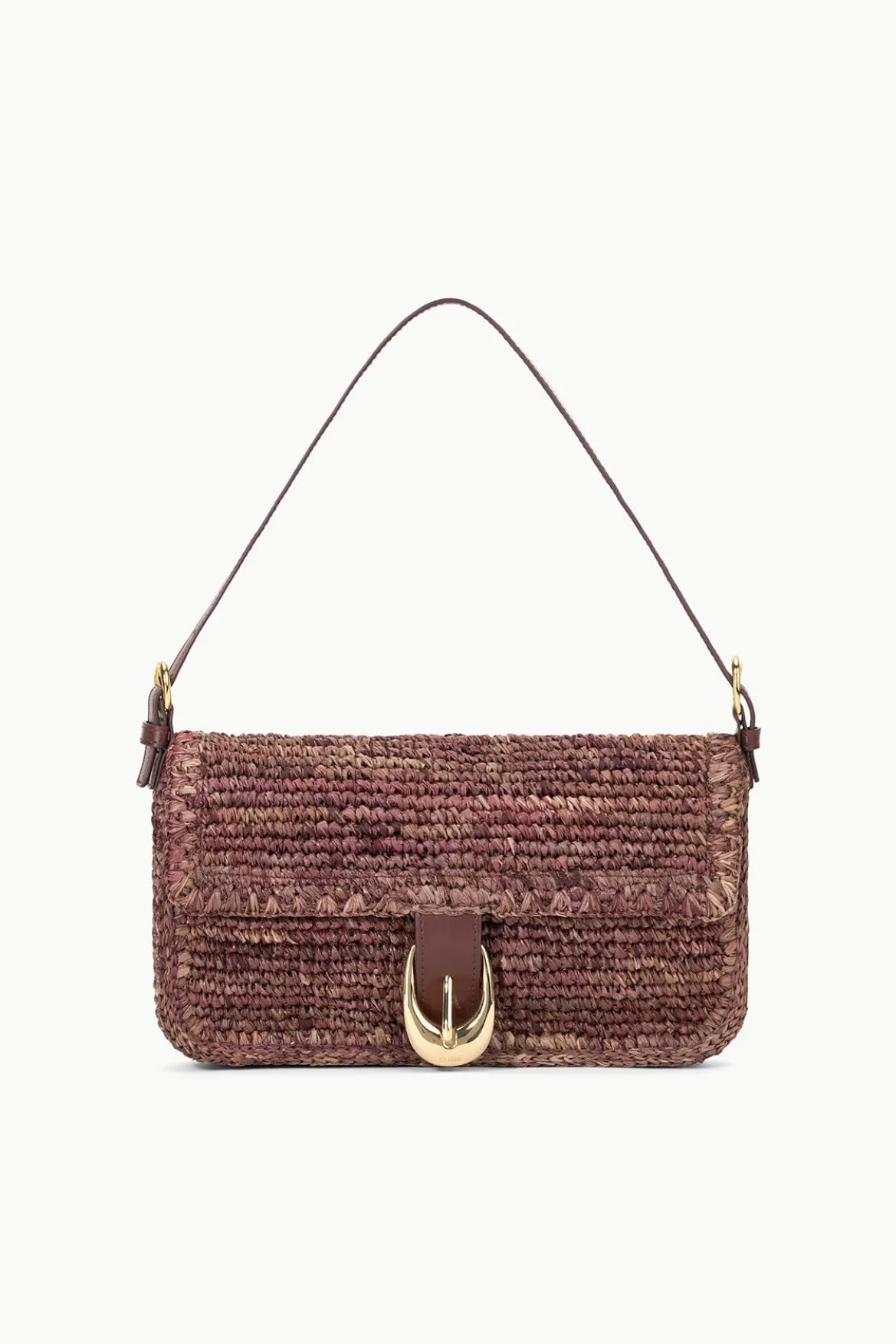 STAUD HARLOW RAFFIA BAG MAHOGANY