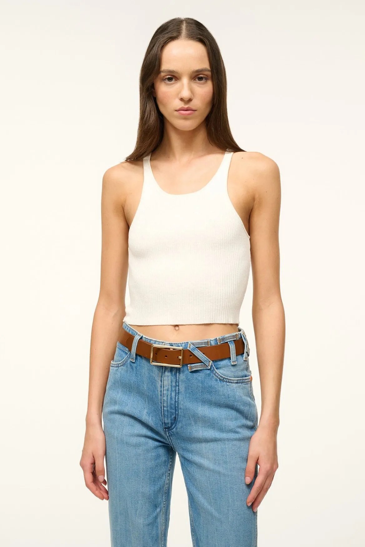 STAUD JEANS BELT - TAN YELLOW GOLD