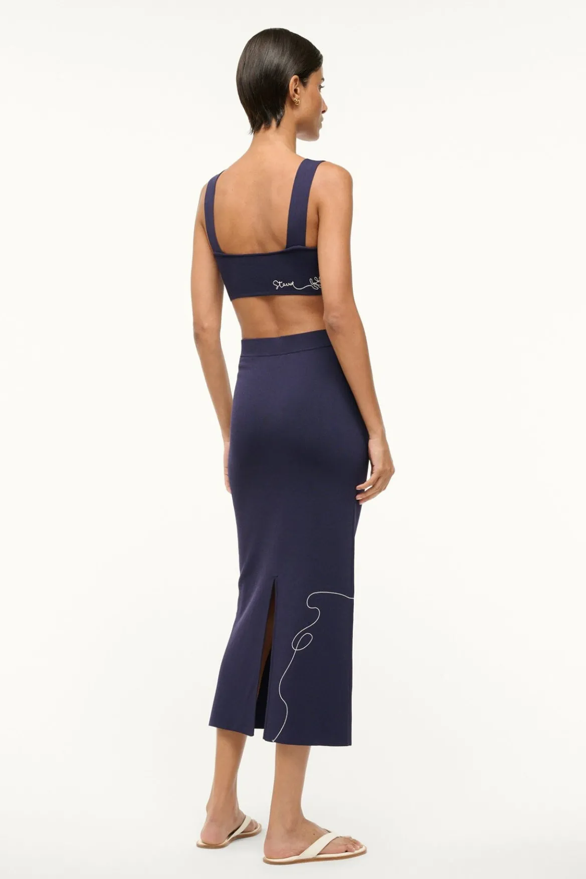 STAUD KARINA SKIRT NAVY WHITE