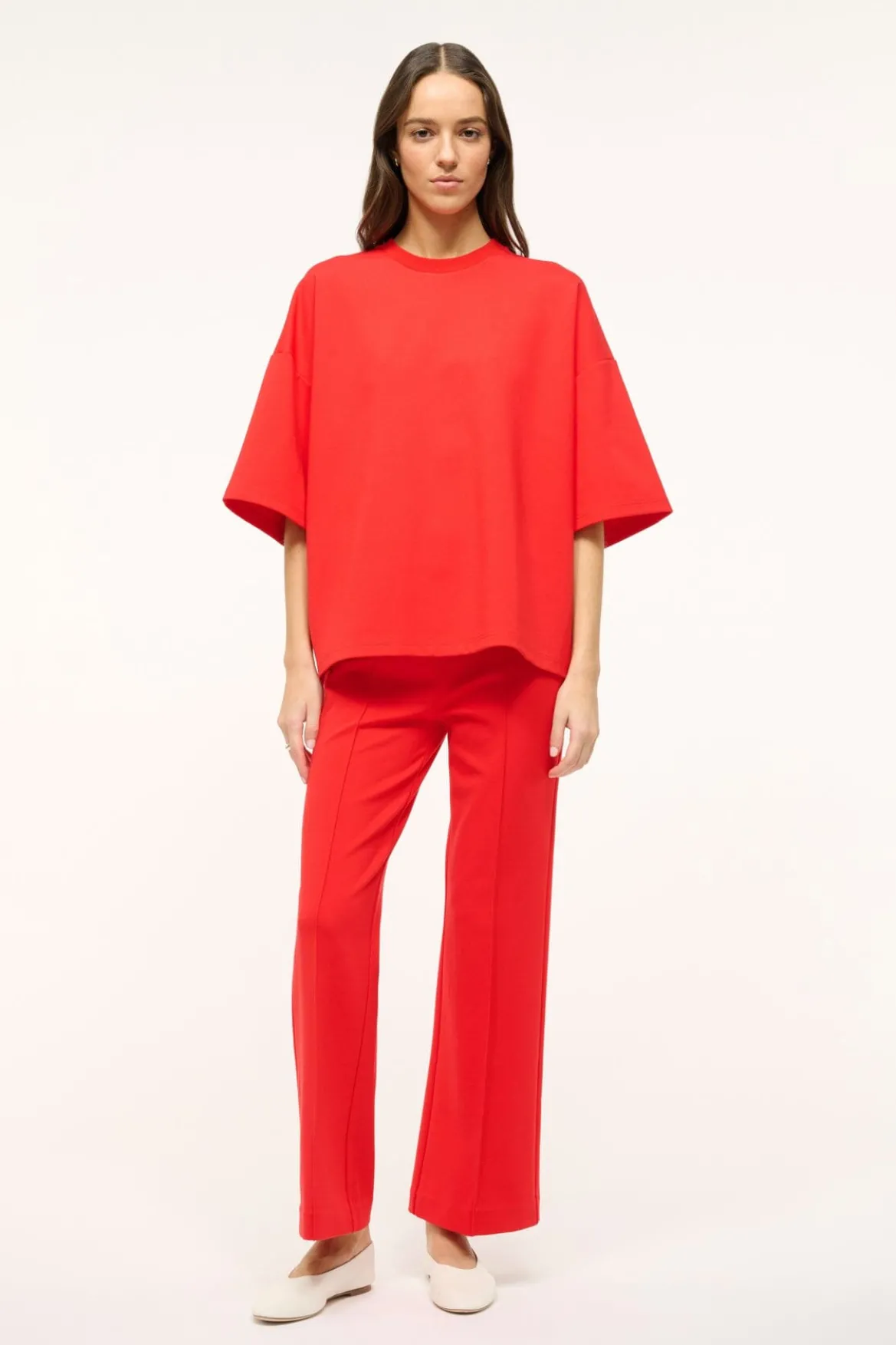 STAUD KNACK PANT RED ROSE