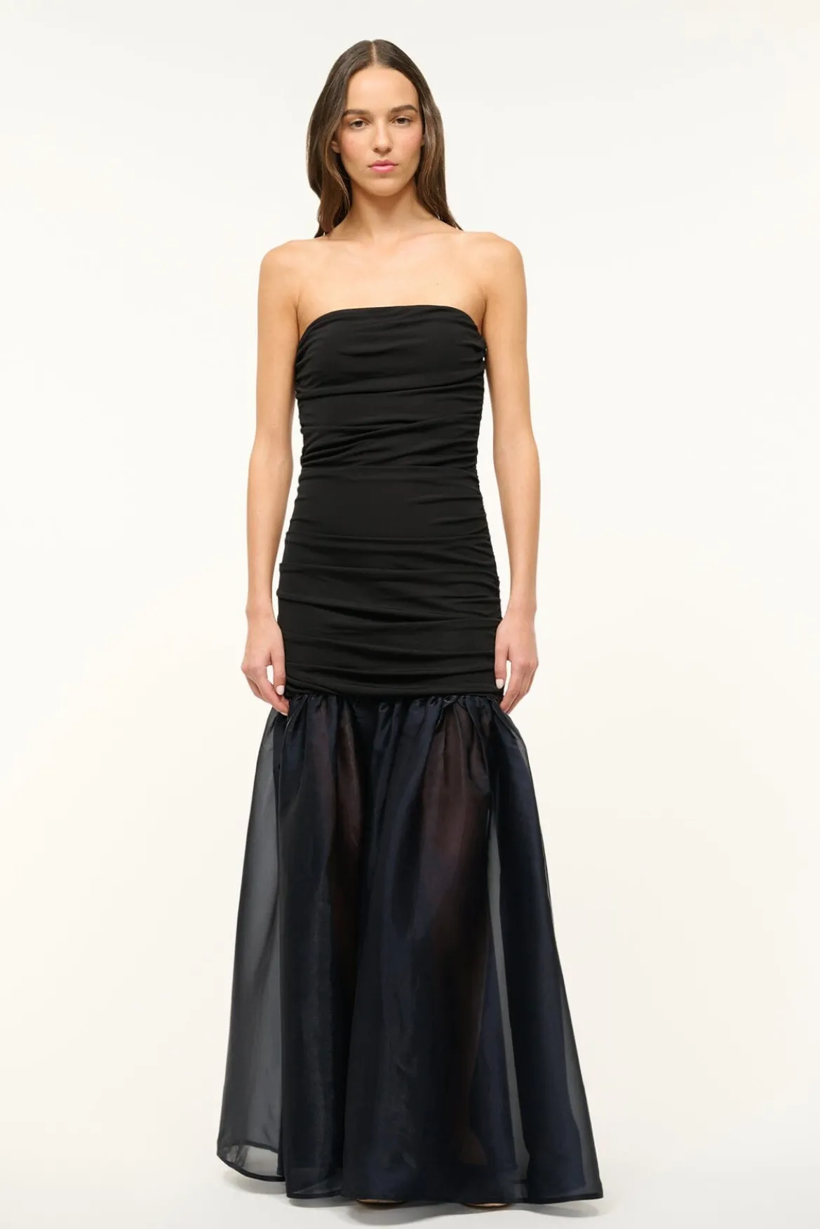 STAUD LIYA DRESS BLACK NAVY